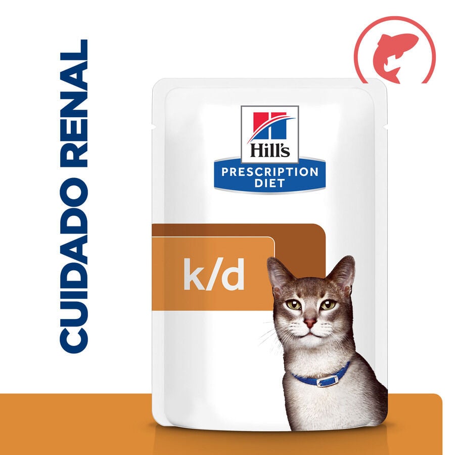 12 sobres x 85 g Hill's Prescription k/d Diet Kidney Care Salm&oacute;n sobre en salsa para gatos, , large Imagen numero 2